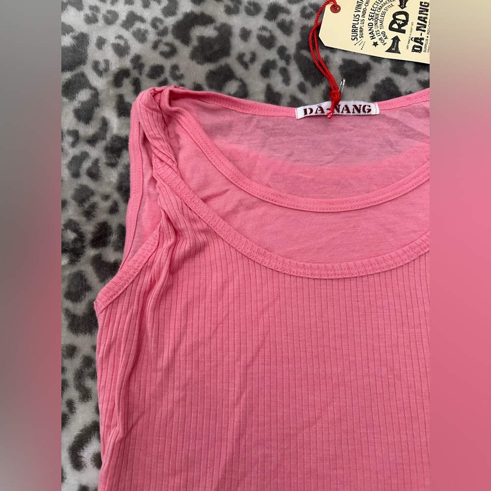 Da-Nang Layered Twist Strap Ribbed Tank Top in Punch Pink Size Small - Picture 8 of 17